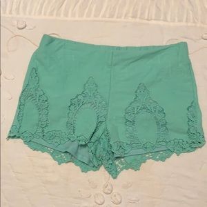 Turquoise Lace Shorts